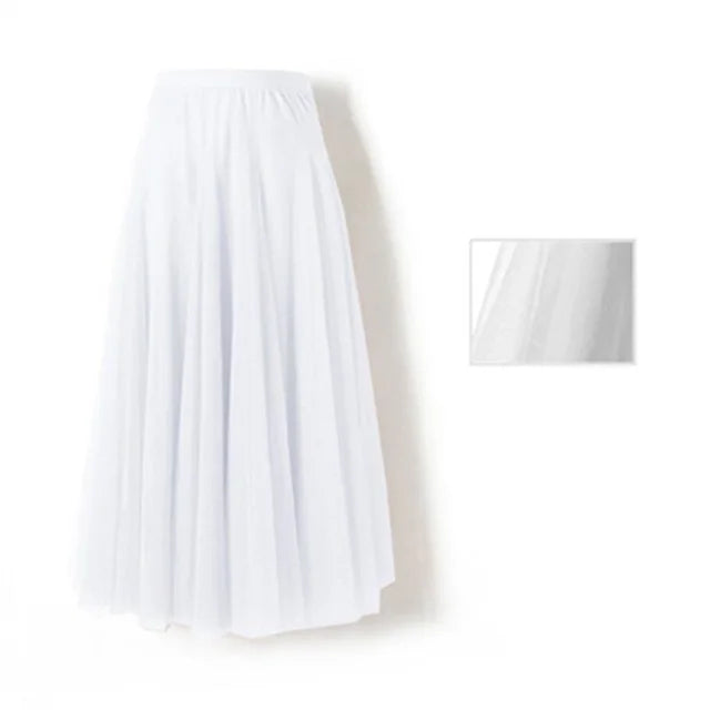 Spring Summer Beach Women Pleated Midi Skirt Ladies Elastic High Waist Tulle Skirts Mesh Tutu Skirt Teenage Girls A-line Skirts