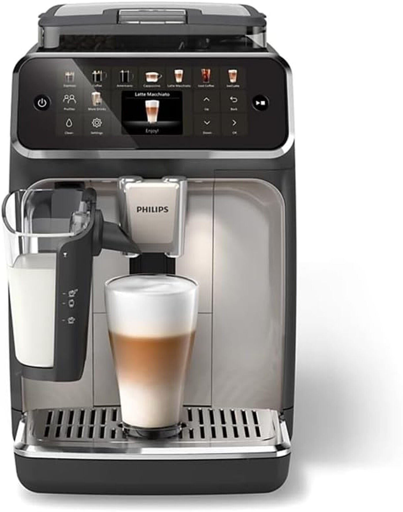 Kaffeevollautomat EP5547/90 5500 Series Schwarz/Verchromt - 20 Kaffeespezialitäten, LatteGo-Milchsystem, SilentBrew Technologie, 15Bar 1,8L 275G