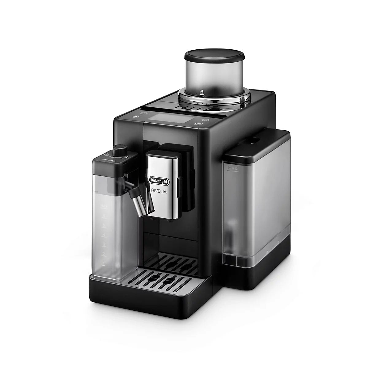 Kaffeevollautomat Rivelia EXAM440.55 B -  mit LatteCrema Milchsystem, 13 Kaffeespezialitäten, austauschbare Bohnenbehälter, KI-Kaffeeroutine, 4 Benutzerprofile, Extra-Shot-Funktion, 3,5" Touch-Display, Schwarz